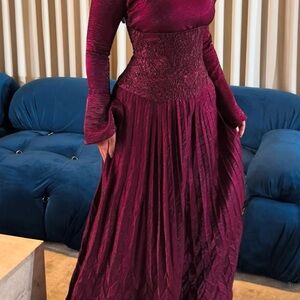 Elegant Burgundy Long Sleeve Dress bought from overseas